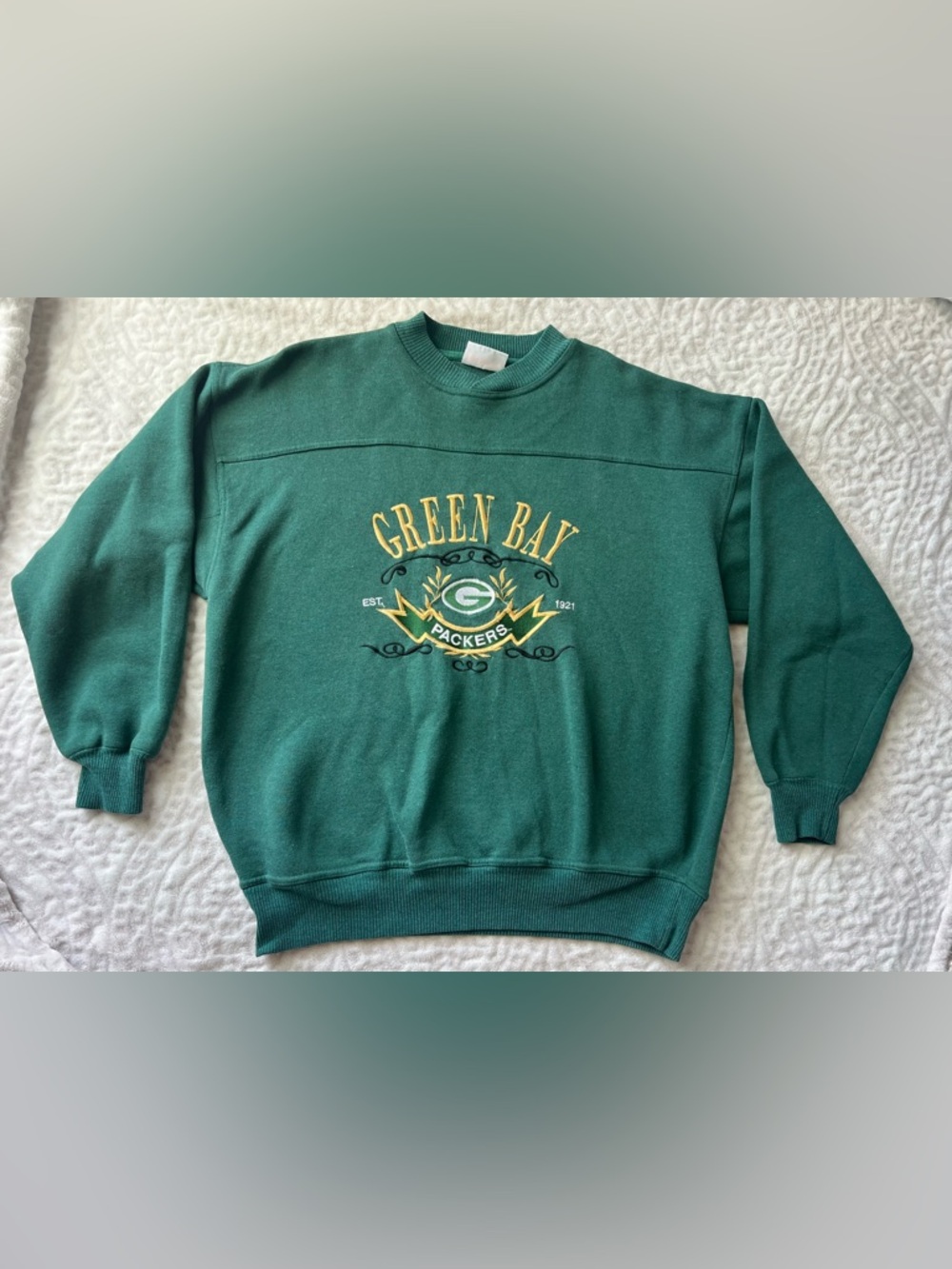 Vintage Men’s Green Bay Packers Green Crewneck Sweatshirt | Size L